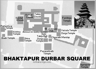 Map of Bhaktapur Durbar Square
