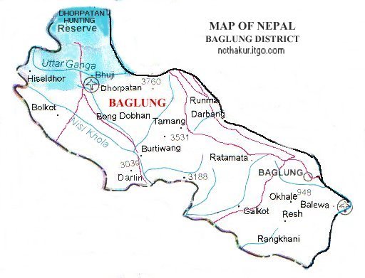Map of Baglung District