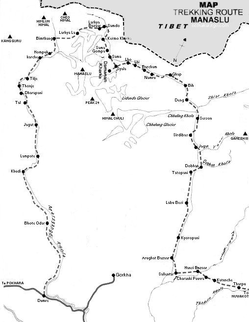 Map of Nepal:Manaslu